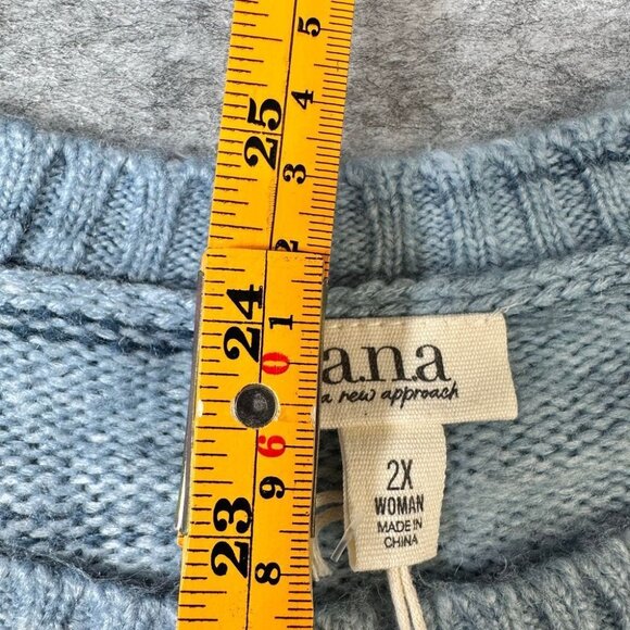 NWT Ana Womens 2X Sweater Blue Striped Knit Pullover - Picture 6 of 7